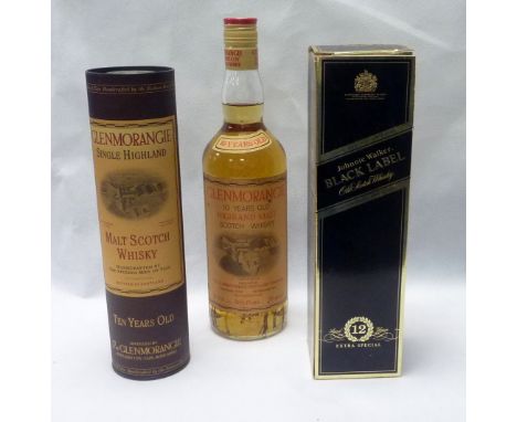 Johnnie Walker Black Label 12 year extra special whisky (boxed) 75cl, Glenmorangie Single Highland Malt Scotch Whisky, 10yrs 