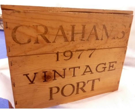 Crate of (twelve bottles) Graham's 1977 Vintage Port (unopened).