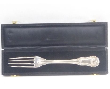 Silver table fork of early hourglass style pattern, apparently by Richard Williams Dublin, 1771.