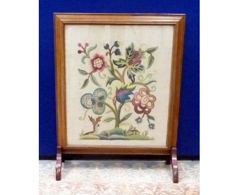 Tapestry inset firescreen in mahogany frame.  Provenance Rita Tushingham