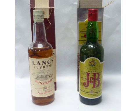 Lang's Supreme Scotch Whisky and J&B "RARE" Blended Scotch Whisky 75cl, both boxed.