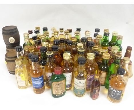 Large quantity of unboxed scotch whisky miniatures including spring bank makers mark.