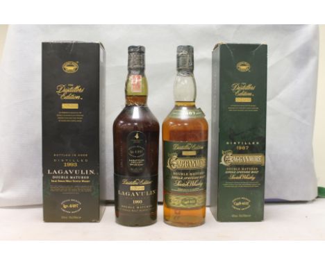 Two Distillers Edition, double matured Single Malt Scotch whisky, Cragganmore (CggD-6552) amd Lagavulin 1993 (Igv.4/497), bot