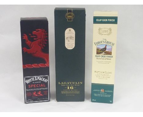 The Famous Grouse, Islay Cask Finish, 70cl; Lagavulin,Single Islay Malt Whisky, 16 years; 70cl; Whyte & Mackay, Glasgow, Spec