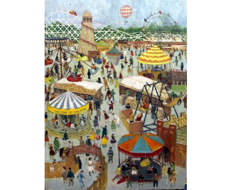 1950'S CARLISLE COLLEGE OF ART STUDENT. *ARRFairground.Oil on hardboard.122cm x 91cm.This is one of five lots which are the w