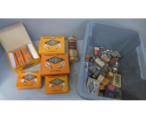 Vintage motor car bulbs including Staybrite 