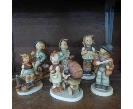 Six Hummel figures, three a/f 