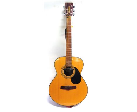 A TANGLEWOOD NASHVILLE SERIES MODEL TF-8 ACOUSTIC GUITAR  in a limp travel case.