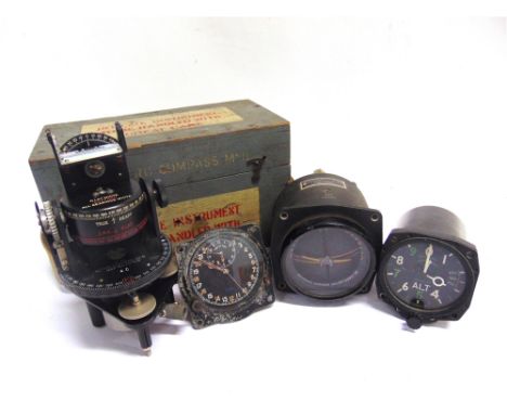 THREE BRITISH MILITARY AIRCRAFT INSTRUMENTS  comprising an S. Smith &amp; Sons, London clock, Mk IIIB, No.830/39, Ref. No.6A/