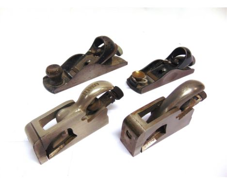 WOODWORKING TOOLS - FOUR PLANES  comprising a Stanley No.60 1/2; Stanley No.220; Record No.077; and Record No.077A, all unbox