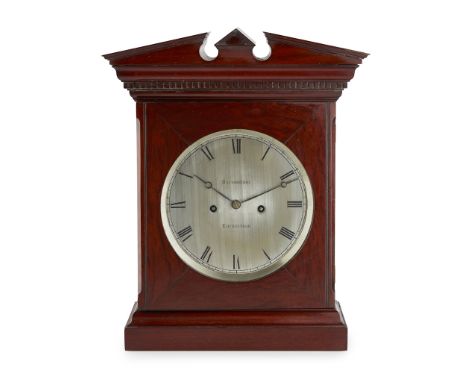 SCOTTISH REGENCY MAHOGANY BRACKET CLOCK, BY MACGREGOR, EDINBURGH  EARLY 19TH CENTURY   with a broken pediment and dentil moul