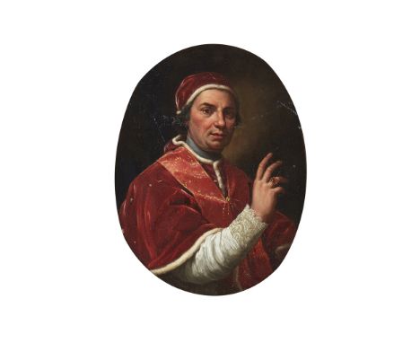 GIOVANNI DOMENICO PORTA (ITALIAN 1722 - 1780)  PORTRAIT OF POPE CLEMENT XIV   Oil on copper, feigned oval  23 x 17.5cm (9in x
