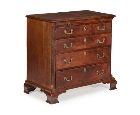 EARLY GEORGE III MAHOGANY CHEST OF DRAWERS  MID 18TH CENTURY   the top with a moulded edge above a brushing slide and four lo