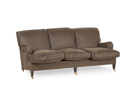 THREE-SEAT HOWARD &amp; SONS STYLE SOFA  MODERN   the three-section fixed cushion back above a three cushion seat and low scr