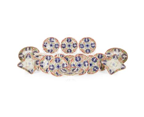 WEDGWOOD PART FRUIT SERVICE  EARLY 20TH CENTURY   transfer-printed and painted in polychrome enamels, depicting flowers and f