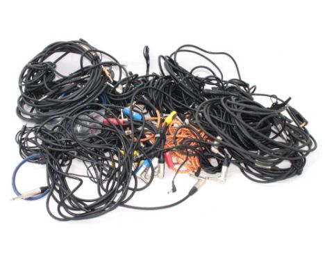 Large quantity of mostly guitar audio cables to include standard leads and patch cables