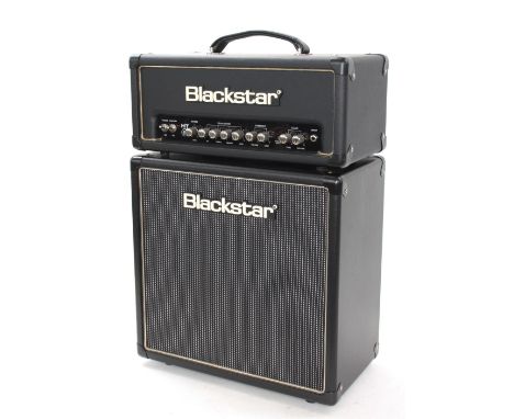 Blackstar Amplification HT5 guitar amplifier head, with HT-112 speaker cabinet, both with dust covers