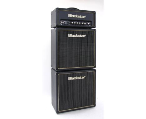 Blackstar Amplification HT-5H guitar amplifier head, made in Korea; together with two Blackstar Amplification HT-110 speaker 