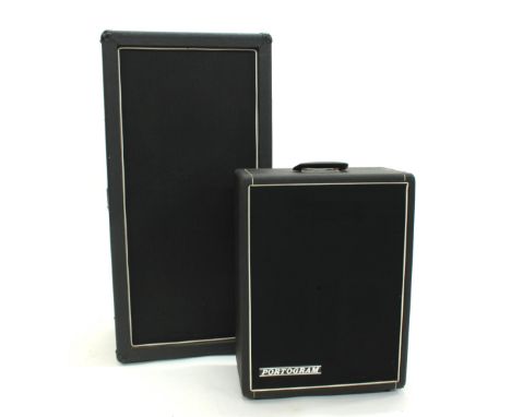 Vintage 2 x 12 column guitar amplifier speaker cabinet; together with a Portogram speaker (2)