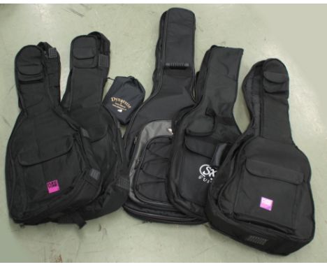Dynarette classical/acoustic guitar player's cushion; together with five guitar gig bags