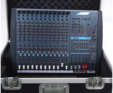 Studiomaster Powerhouse Vision 712 professional powered mixing console, within a heavy duty flight case and with Speakon spea