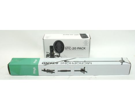 Sontronics STC-20 cardioid condenser microphone with accessory pack, boxed; together with a Stagg microphone stand
