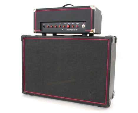MOSAMP 50/75 watt guitar/bass guitar amplifier head, with single and bass boost channel; together with matching 2 x 12 ported