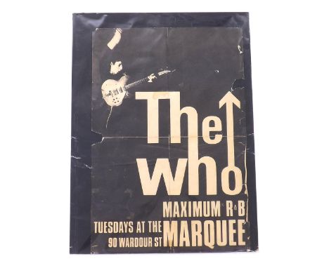 The Who - original 'Maximum R&amp;B, Tuesday Nights at The Marquee' poster for The Who at The Marquee Club, 22.5" x 15.25" (r