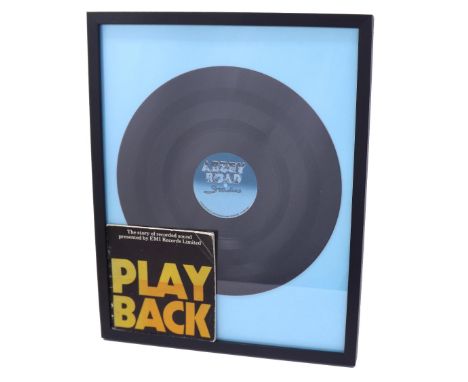 Abbey Road Studios - acetate vinyl from Abbey Road Studios, framed, with a statement of provenance from the vendor to the rev