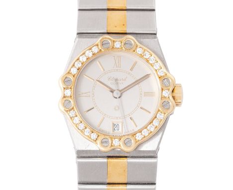 CHOPARD St. Moritz Ref. 8024 Damenuhr. Edelstahl/Gelbgold 18K mit Diamantlünette. Quartz-Werk mit neuer Batterie in funktions