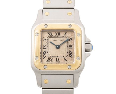 CARTIER Santos Galbée Ref 166930 Damenuhr. Edelstahl / Gelbgold 18K. Quarzwerk in funktionsfähigem Zustand. Neue Batterie. Cr