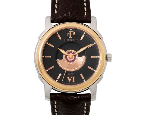 PERRELET Double Rotor limited Edition "555" Damenuhr. Edesltahl mit 18K Roségold Lünette. Atomatik-Werk auf Basis ETA 2892A2 