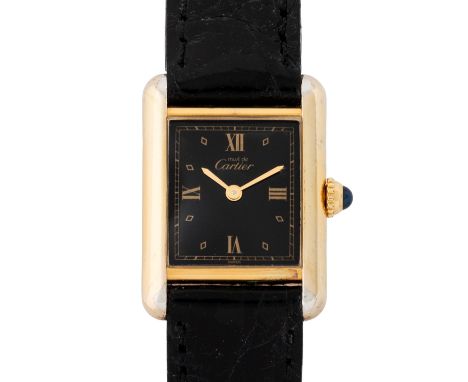 CARTIER must de Tank 'Vermeil' Ref 5057001 Armbanduhr mit Papieren. Silber 925 / vergoldet. Quarzwerk in funktionsfähigem Zus