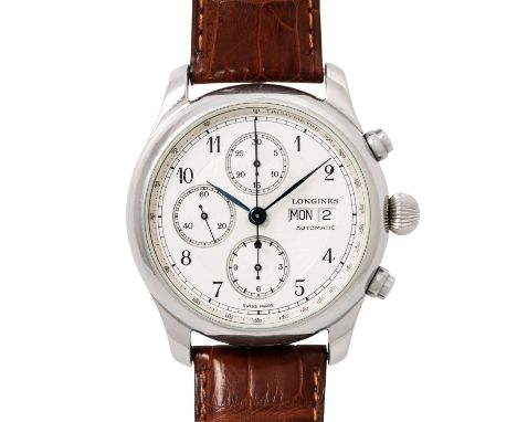 LONGINES Weems Chronograph Ref. 674.5251 limitierte Herrenuhr. Edelstahl mit Saphirglasboden. Automatik-Werk Kal. ETA Valjoux