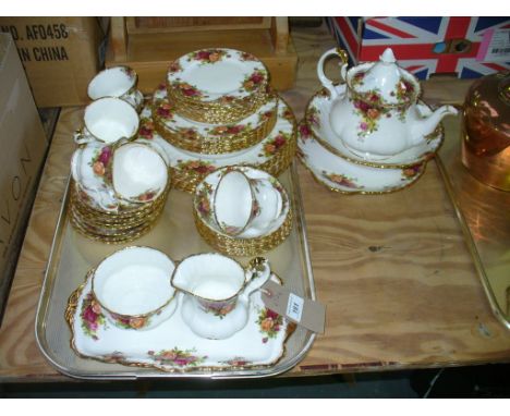 A Royal Albert " Old Country Roses" tea and dinner service comprising cups, saucers, tea and dinner plate, dessert bowls, san