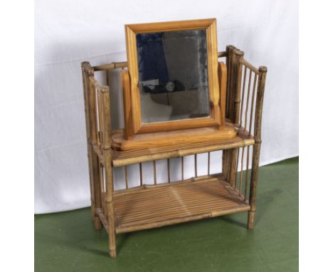 A bamboo folding shelf and a mirror