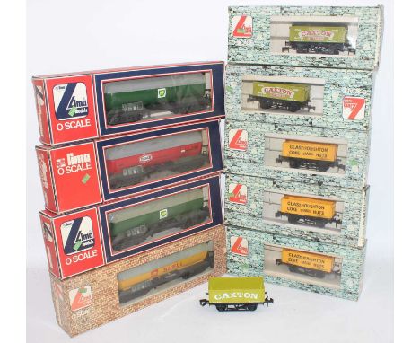 Lima goods wagons:- 4x bogie tanks, 2x BP, Shell and Texaco (E-NM-BE); 6x open wagons, 3 each Caxton and Glasshoughton (E-BVG