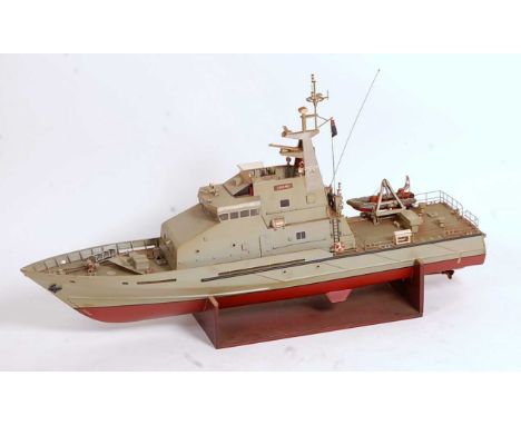 A Sea Craft 1/40 scale kit built model of a HM Customs Cutter Sentinel finished in red and grey, with removable superstructur