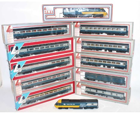 A collection of boxed and loose Lima Intercity 125 locomotives and accompanying coaches, to include ten various boxed coaches