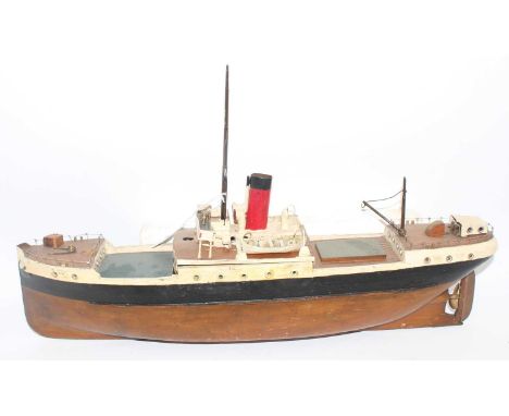 Scratch built from solid wood and metal components, steam powered coaster, 57cm long with single oscillating cylinder steam e