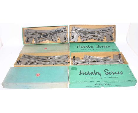 Four boxes each containing one each l/h and r/h Hornby solid base electric points ESPSR2 and ESPSL2, all clean and (VG-BVG)
