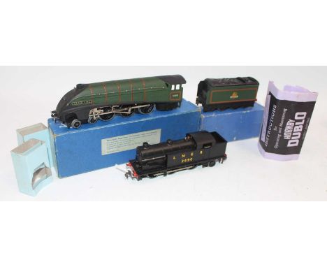 Two 3-rail Hornby Dublo locos: EDL11 Silver King with tender, matt (E-BG), tender (E-BP), with total repaint EDL 7 0-6-2 tank