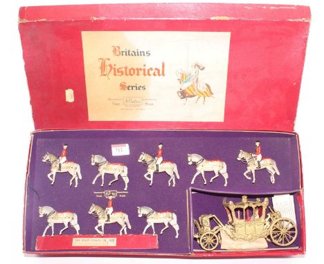 Britains Historical Series No. 1470 The State Coach, housed in the original card box, comprising of coronation coach with Que