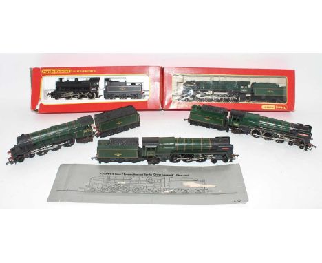 Five Triang/Hornby locos and tenders:- R857 BR 2-6-0 Ivatt 46400 (E-BP), R861 "Evening Star" BR green 92220 (VG-Box incorrect
