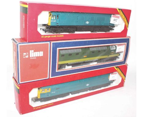 Three diesel electric locos:- R068 BR blue class 25, 25247 (NM-BE), R075 BR class 47 blue 47421 (NM-BE) and Lima class 55 lig