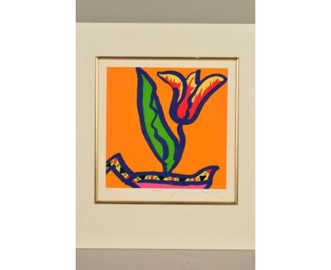 GERRY BAPTIST (BRITISH 1935), 'Tulip', a limited edition silkscreen print of a floral image, 131/195, signed and titled to lo