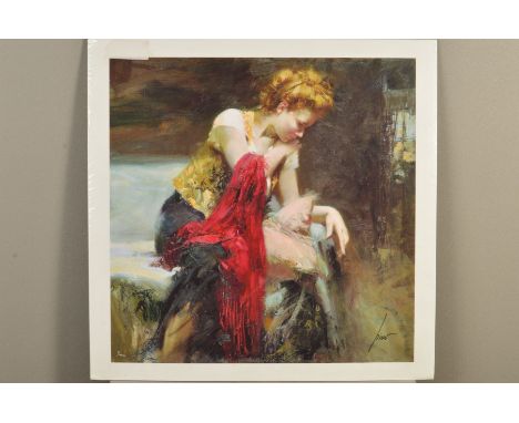 PINO DAENI (ITALIAN 1939-2010), 'Anticipation', a limited edition print, 2/295 UK, a portrait of a female figure, signed lowe