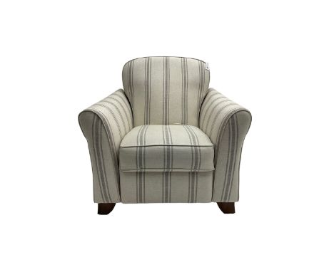 Manual reclining armchair, upholstered in striped fabricDimensions: Height:&nbsp;101cm&nbsp; Length/Width:&nbsp;96cm&nbsp; De