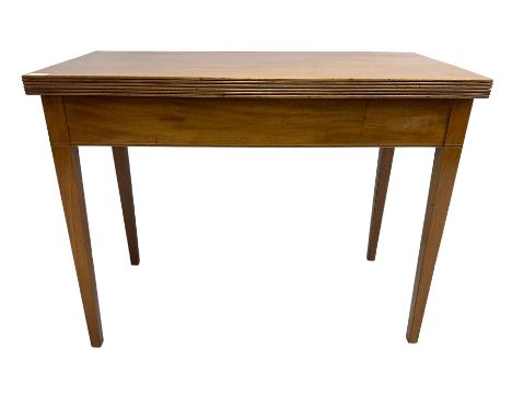 19th century mahogany side table, moulded rectangular fold-over top, single gate-leg action base, on square tapering supports