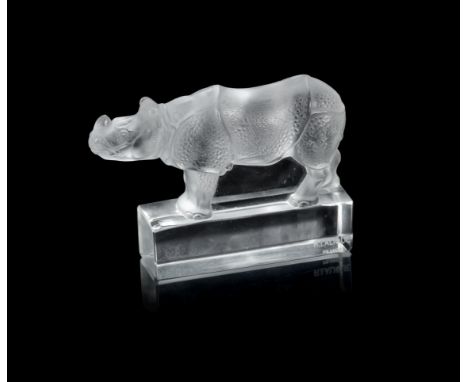 RENÉ LALIQUE (FRENCH, 1860-1945)A Pre-War 'Rhinocéros' Paperweight, design introduced in 1931clear glass, press-moulded, fros